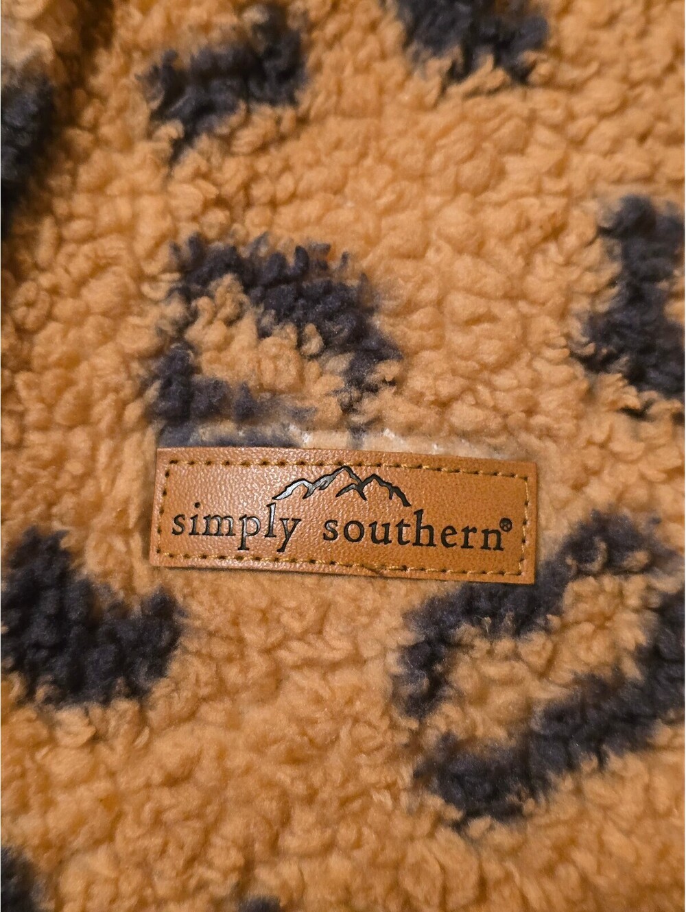 Simply Southern Leopard Sherpa Half Zip Pullover Fleece XXL - Picture 4 of 7